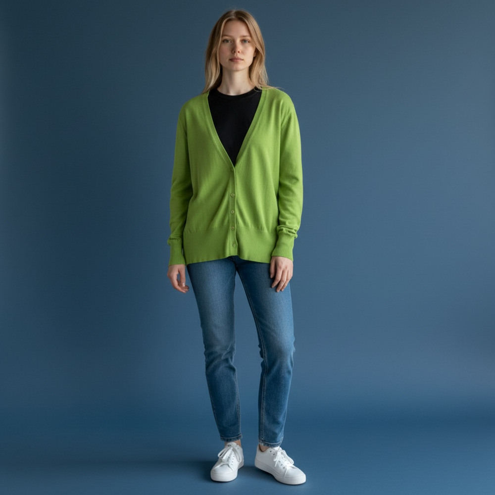 Lane Bryant Green V-Neck Button-Front Cardigan Sweater Plus Size 18/20